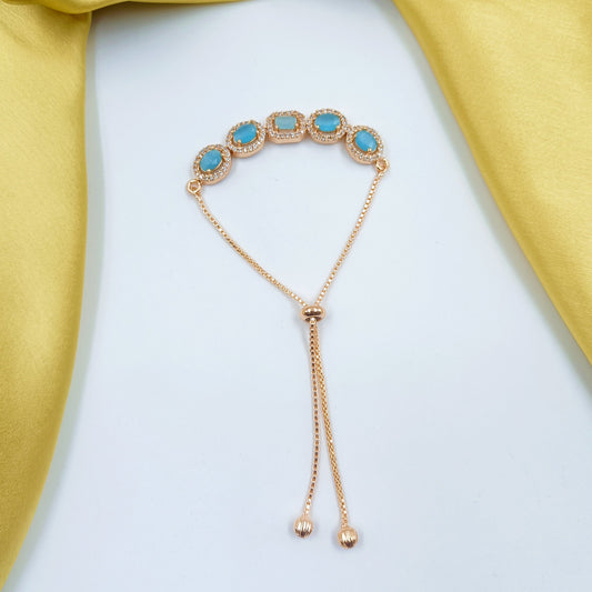 Bloosome Design Blue Color Stone Studded Bracelet Shree Radhe Pearls