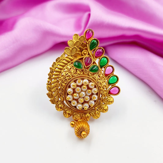 Blossom Designer Golden Finish Saree Pin Shree Radhe Pearls