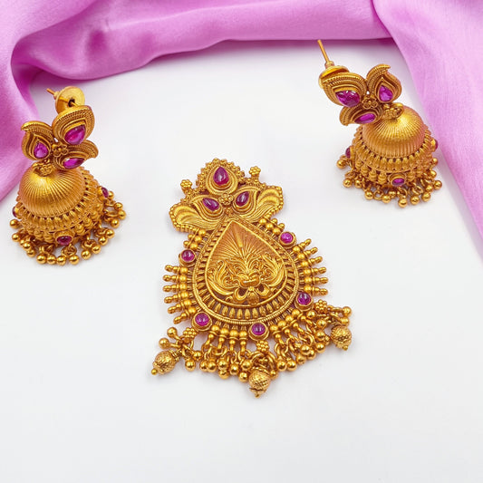 Blossom Designer Temple Pendant Set Shree Radhe Pearls