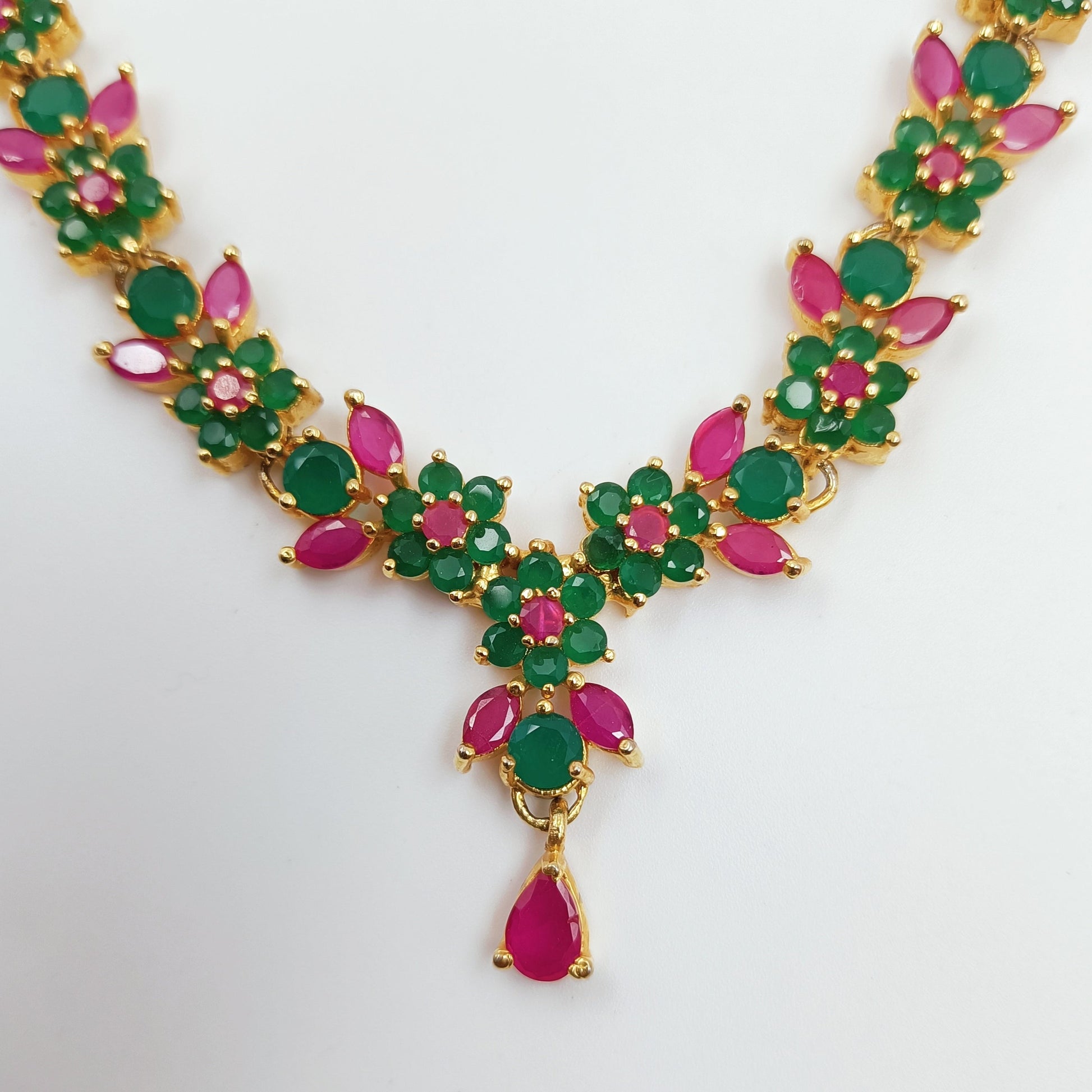 Blossom Floral Designer multi Colour Necklace Set Shree Radhe Pearls
