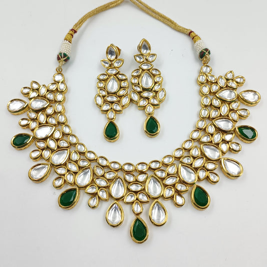 Charming Real Kundan  Broad Necklace Shree Radhe Pearls