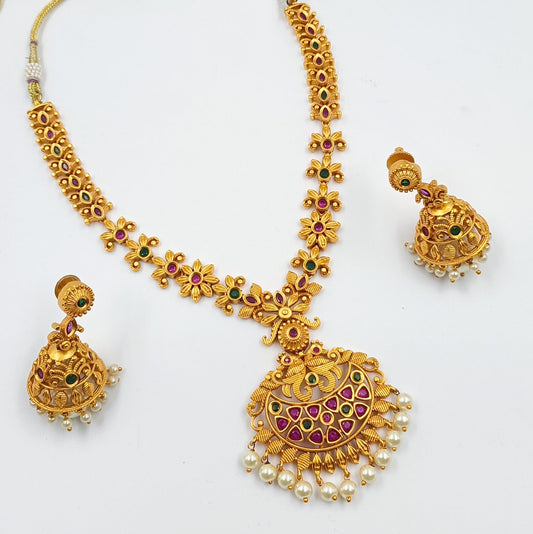Charming Temple Designer Necklace Shree Radhe Pearls
