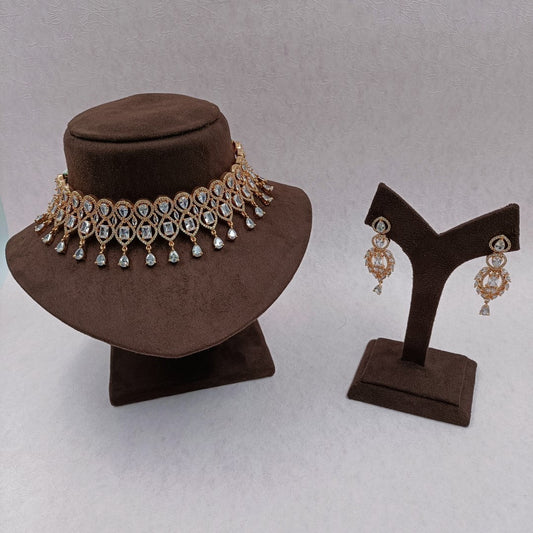 Cubic Zircon Rose Gold Choker Set Shree Radhe Pearls