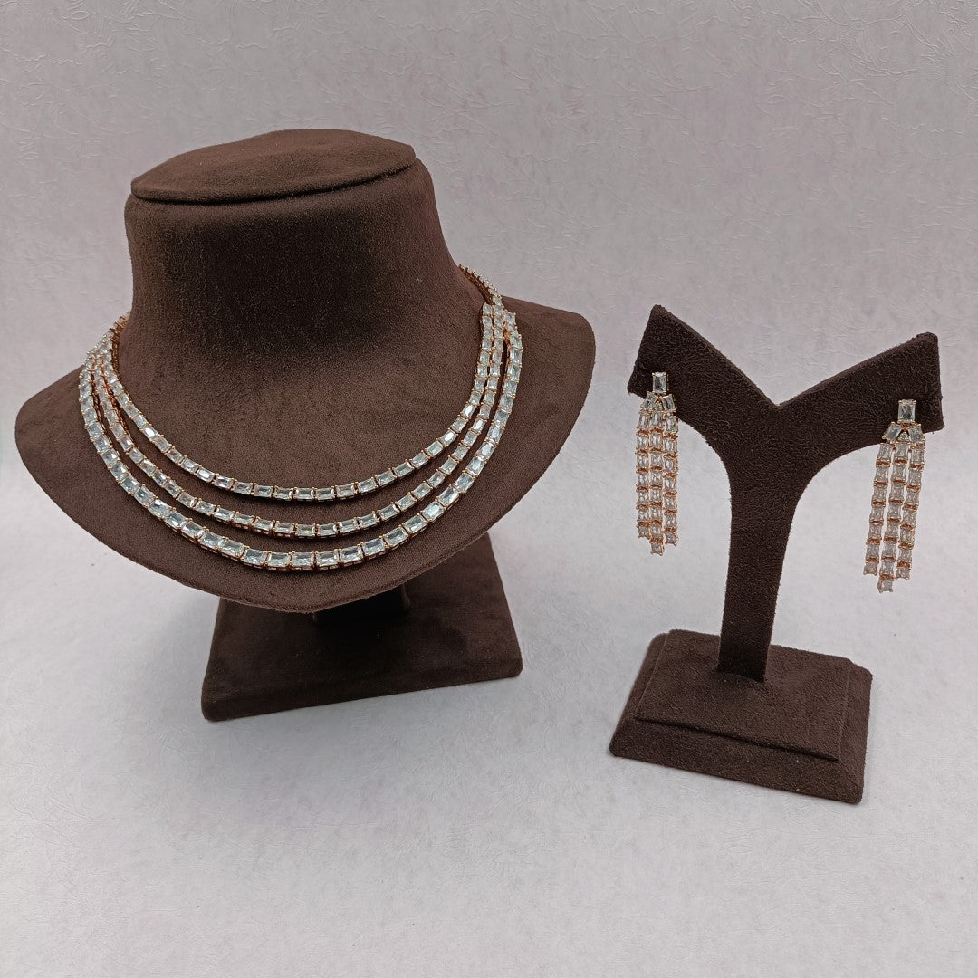 Cubic Zircon Stone Studded Necklace Set Shree Radhe Pearls