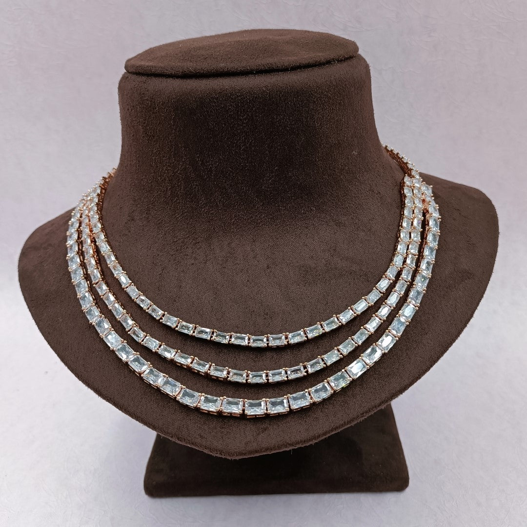 Cubic Zircon Stone Studded Necklace Set Shree Radhe Pearls