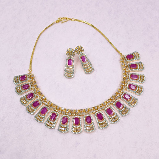 Designer American Diamond Stone Necklace Shree Radhe Pearls