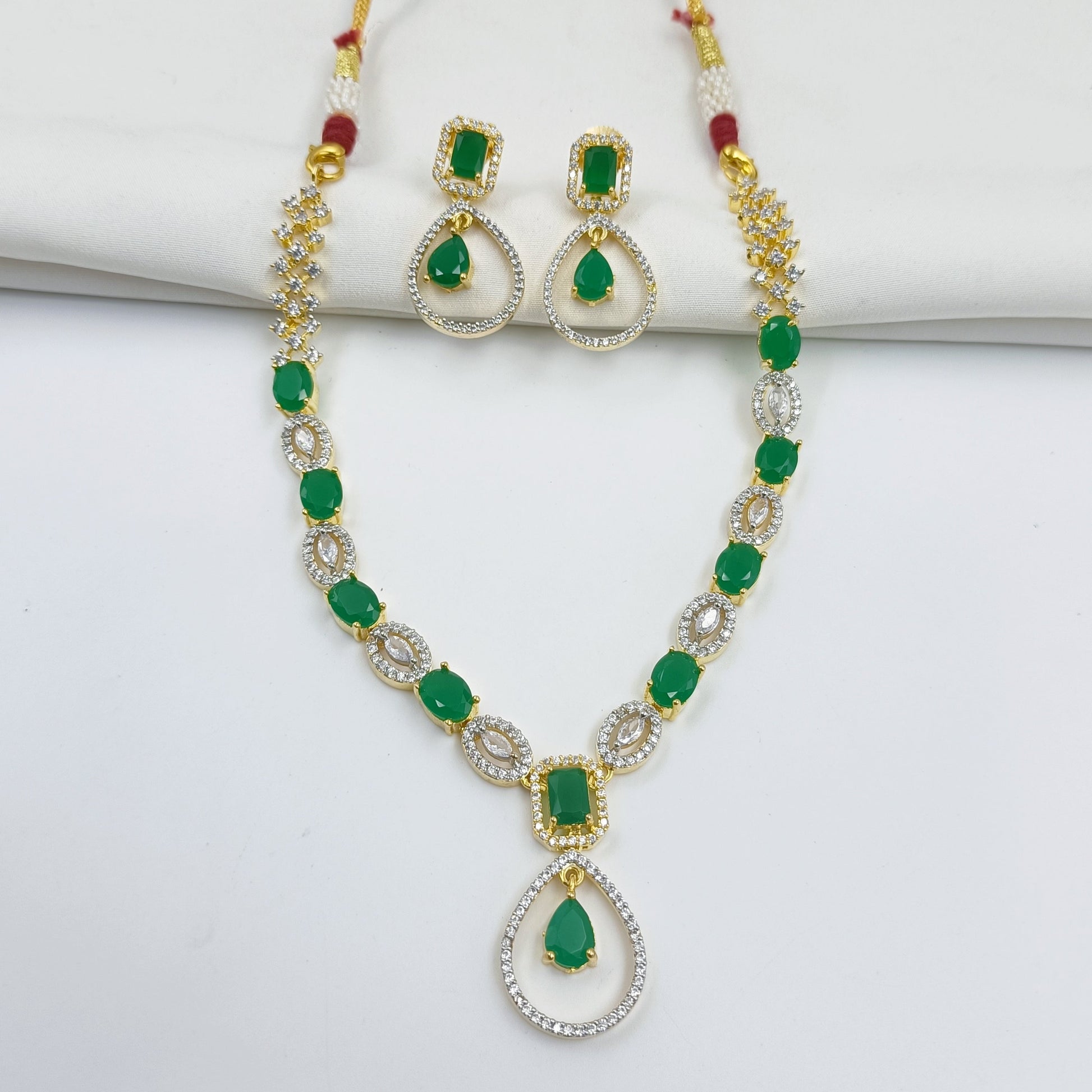 Drop Shaped Fancy Short Necklace Set Shree Radhe Pearls