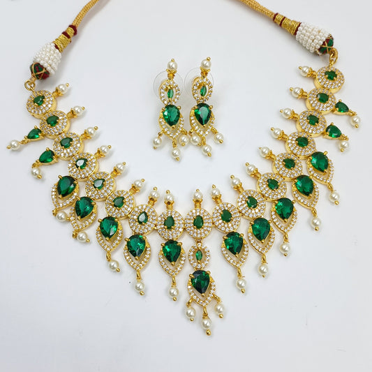 Elegant Designer Golden FInish Necklace Shree Radhe Pearls