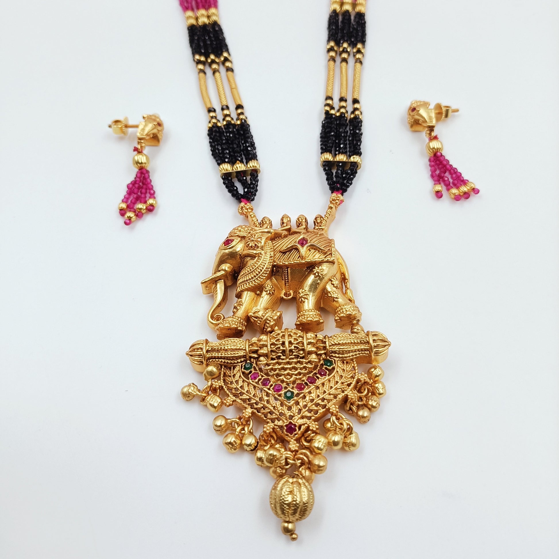 Fabulous Elephant Designer Long Necklace Set Shree Radhe Pearls