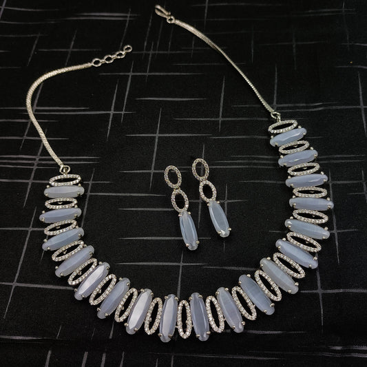 Fancy Grey Stone Necklace Shree Radhe Pearls