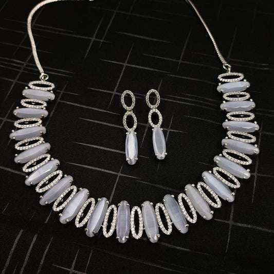 Fancy Grey Stone Necklace Shree Radhe Pearls