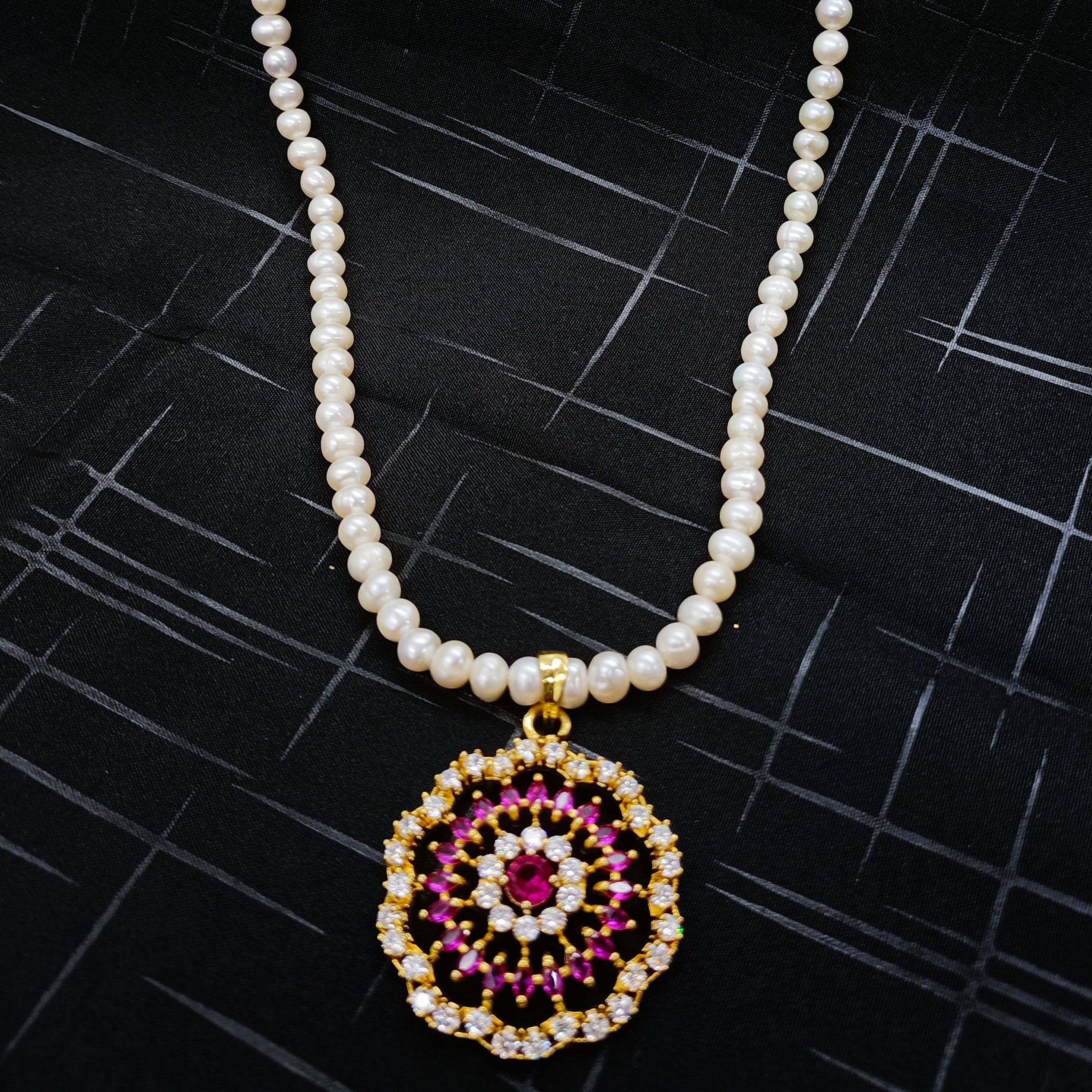 Buy Pearl Studded Long Necklace Set - HRNS145 – SIA Jewellery