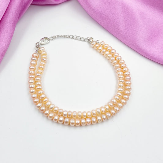 Flat Pearls Double Line Bracelet Shree Radhe Pearls