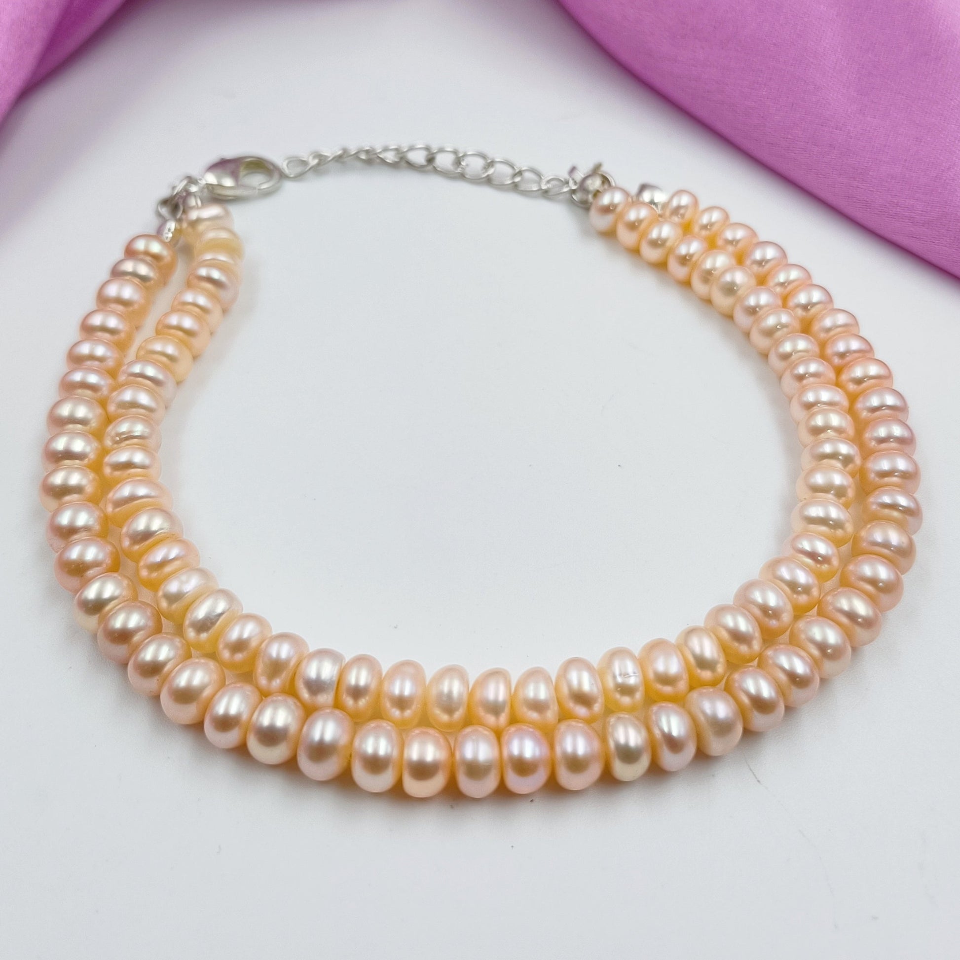 Flat Pearls Double Line Bracelet Shree Radhe Pearls