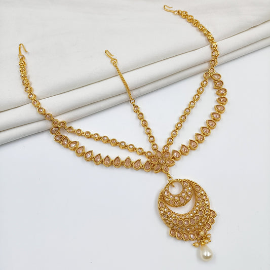 Floral Antique Gold Finish Matha Patti Shree Radhe Pearls