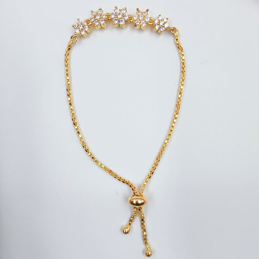Floral Golden Finished Chain Bracelet Shree Radhe Pearls