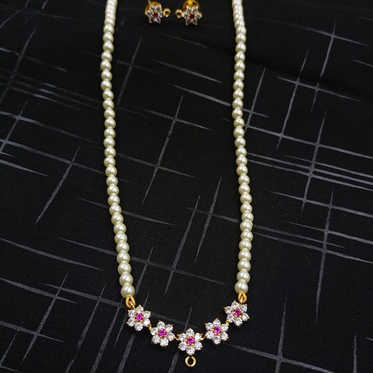 Floret Designer Pendent Single Pearls Line Set Shree Radhe Pearls