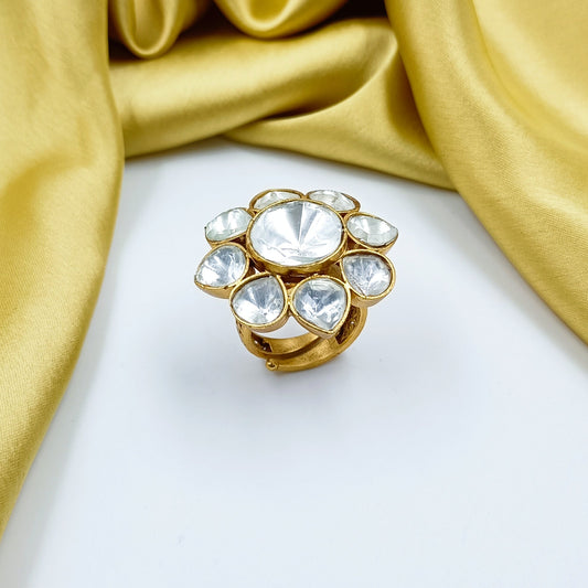 Floret Kundan Finger Ring Shree Radhe Pearls