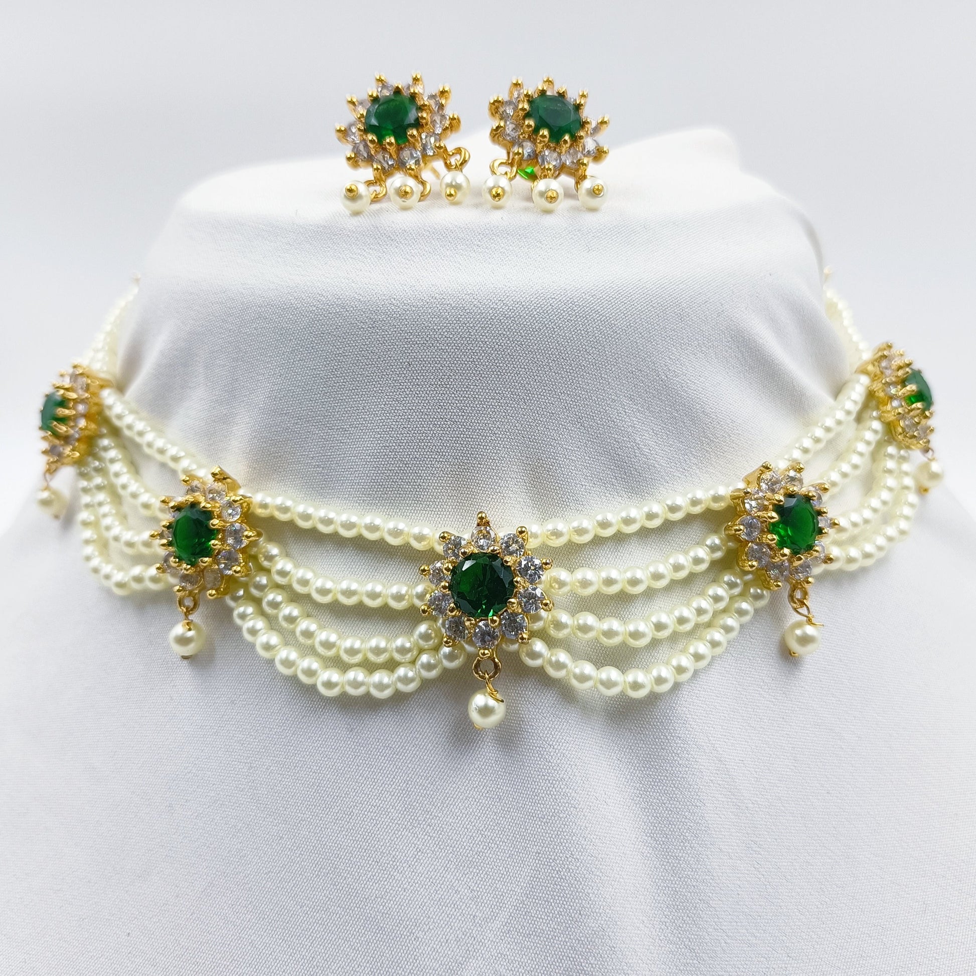 Flower Design Semi Culture Pearls Choker Shree Radhe Pearls
