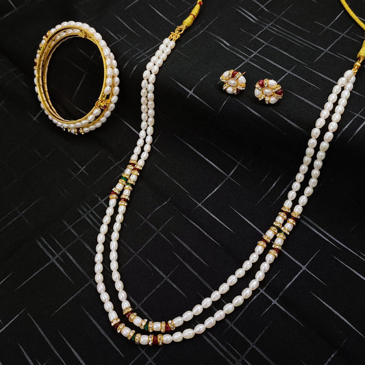 Fresh Water Pearls 2 Layer Set With Bangles Shree Radhe Pearls