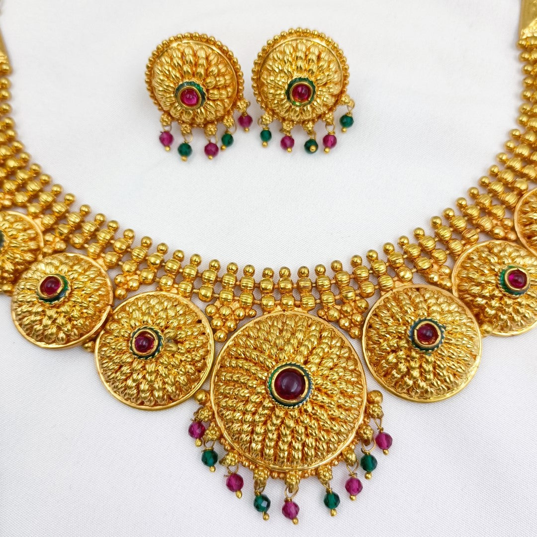 Geru Necklace Set Shree Radhe Pearls