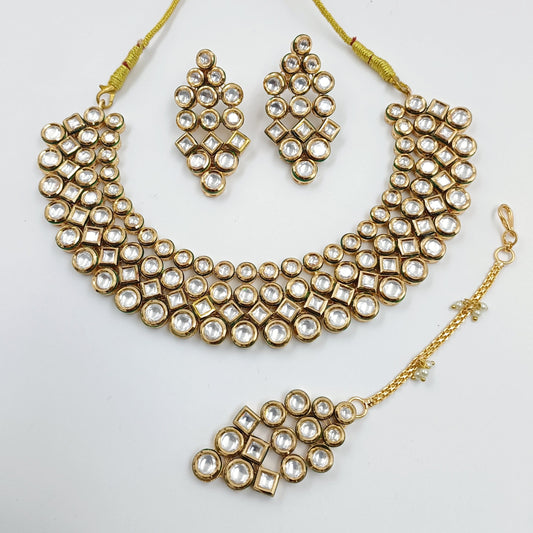 Glamorous Kundan Broad Necklace Shree Radhe Pearls