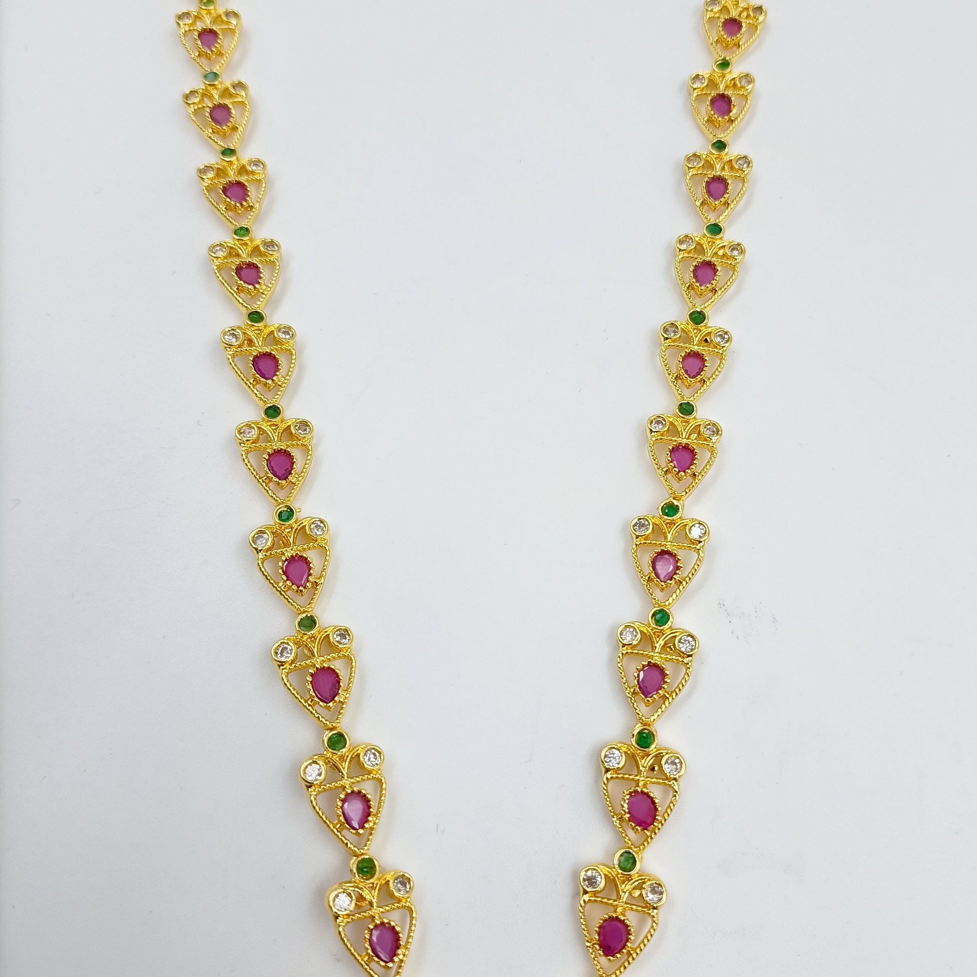 Gold Finish Fancy Long Set Shree Radhe Pearls