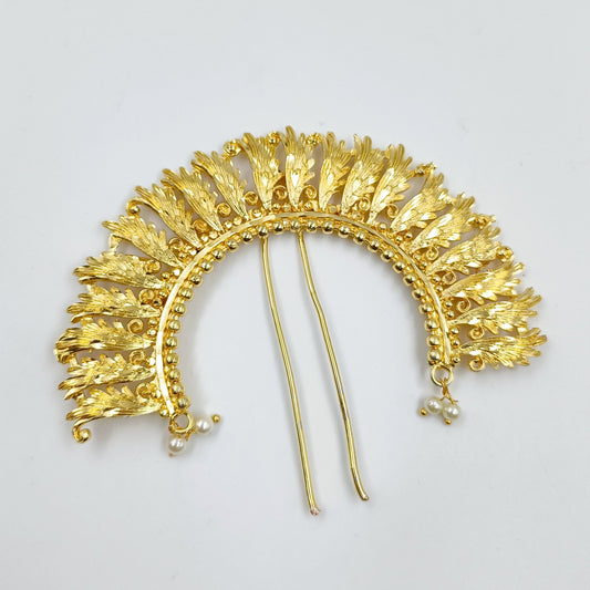 Gold Plated Beautiful Leaf Design Hair Pin Shree Radhe Pearls