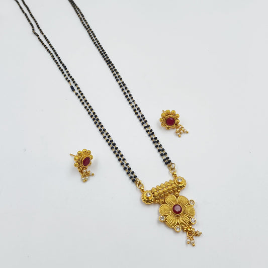 Golden Floral Pendant Mangalsutra Shree Radhe Pearls