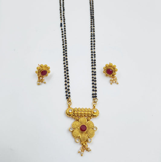 Golden Floral Pendant Mangalsutra Shree Radhe Pearls