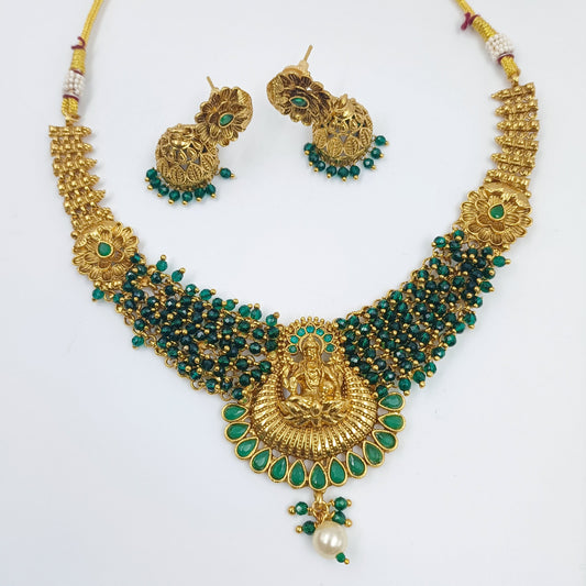 Gorgeous Goddess Laxmi Temple Necklace Set Shree Radhe Pearls