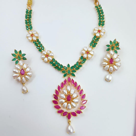 Gorgeous Multi Colour Floral Designer necklace Shree Radhe Pearls