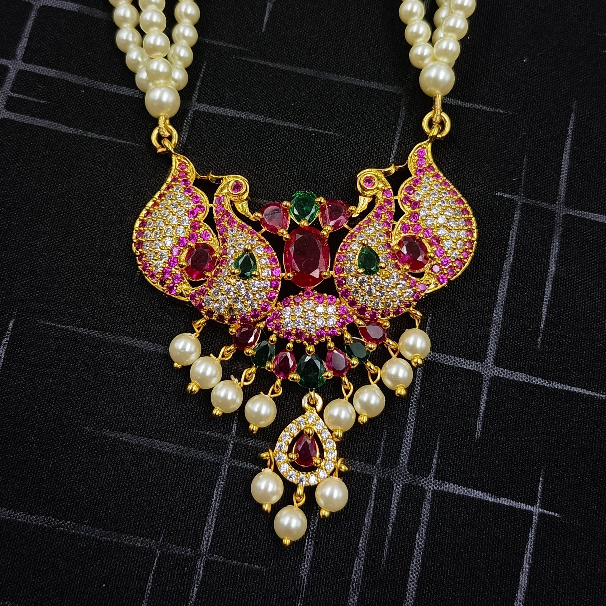 Graceful Peacock Designer Tanmani Set Shree Radhe Pearls