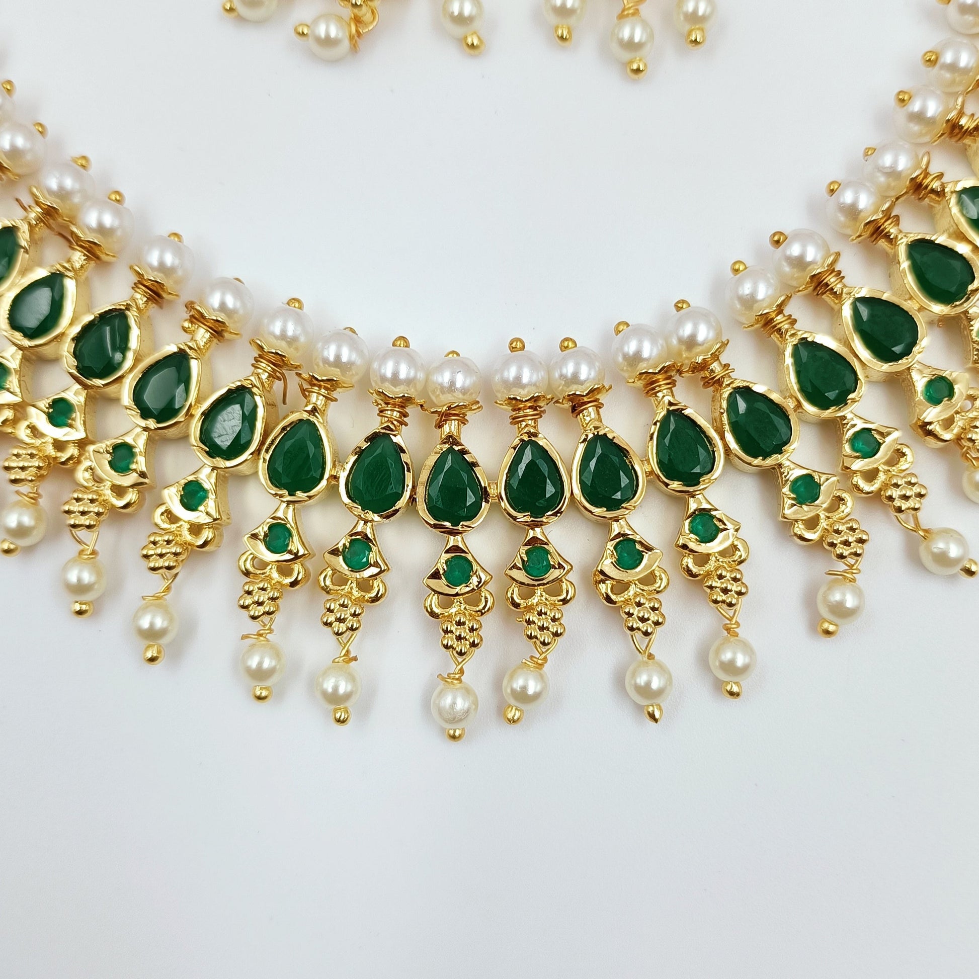 Green Drop Designer Pearl Necklace Set Shree Radhe Pearls