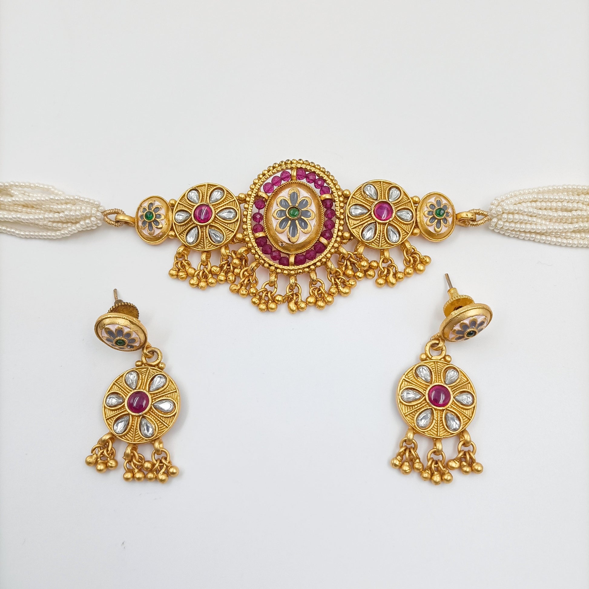 Imperious Designer Choker Set Shree Radhe Pearls