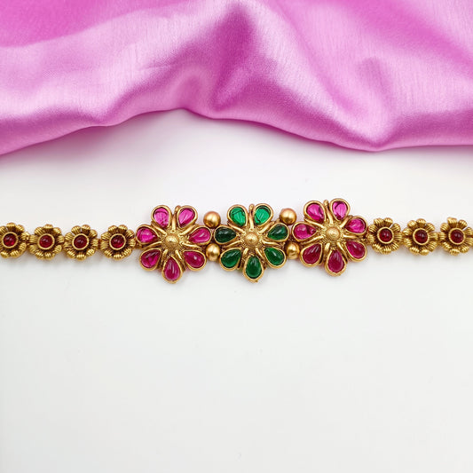 Kemp Stone Studded Floret Designer Bracelet Shree Radhe Pearls
