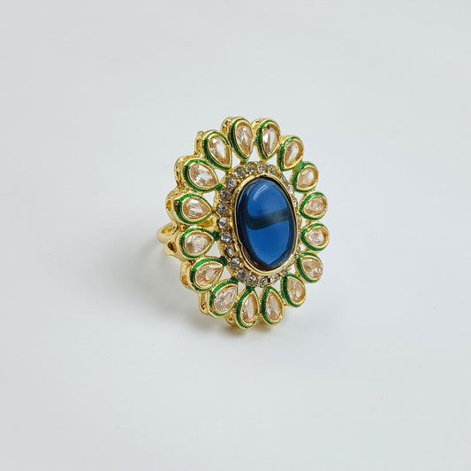 Kundan Broad Design Finger Ring Shree Radhe Pearls