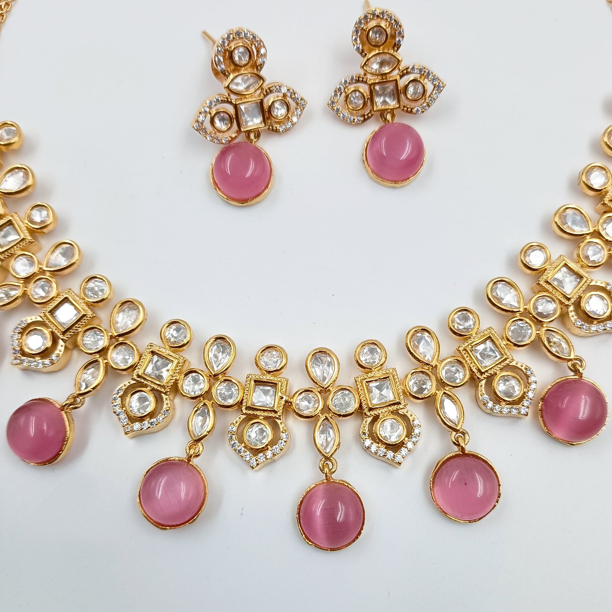 Kundan Elegance Floral Designer Necklace Set Shree Radhe Pearls