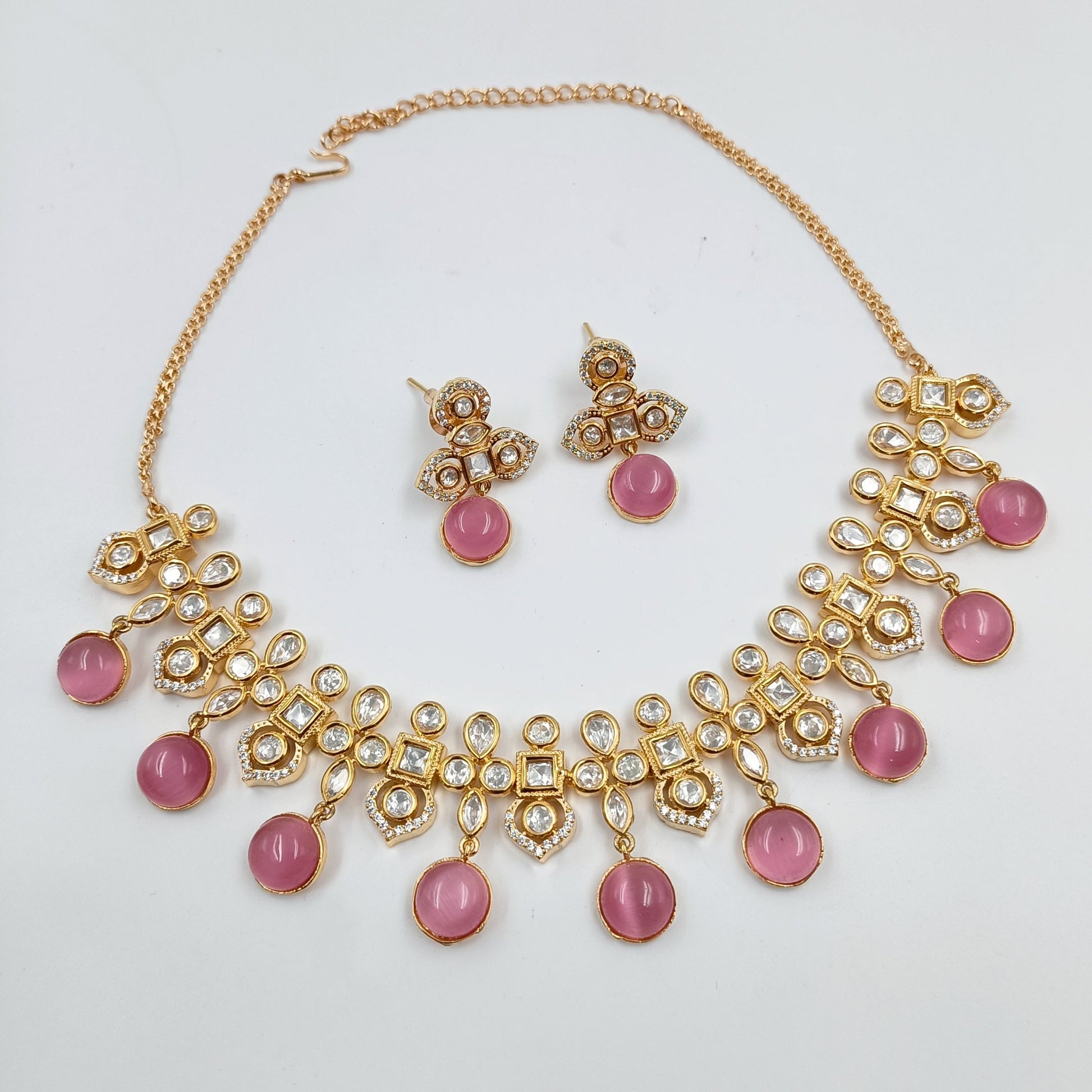 Kundan Elegance Floral Designer Necklace Set Shree Radhe Pearls