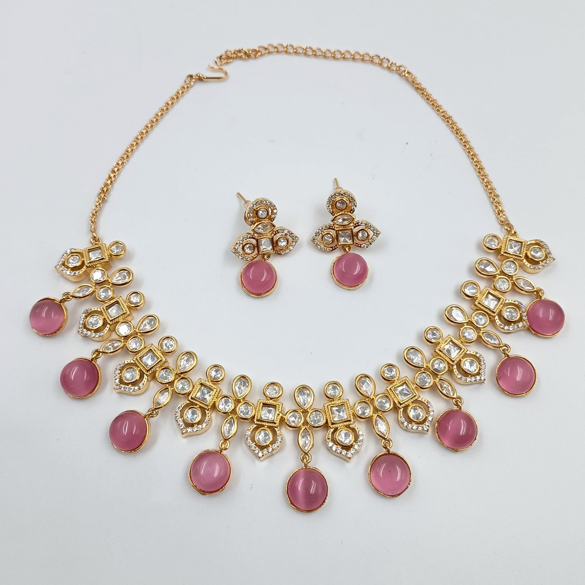 Kundan Elegance Floral Designer Necklace Set Shree Radhe Pearls