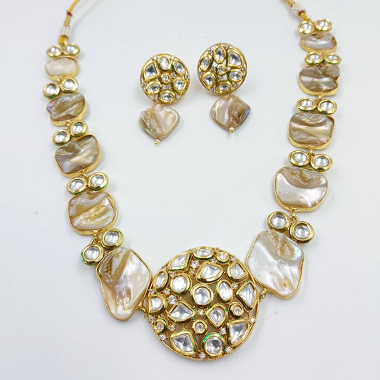 Kundan With Mother Of Pearls Necklace Set Shree Radhe Pearls