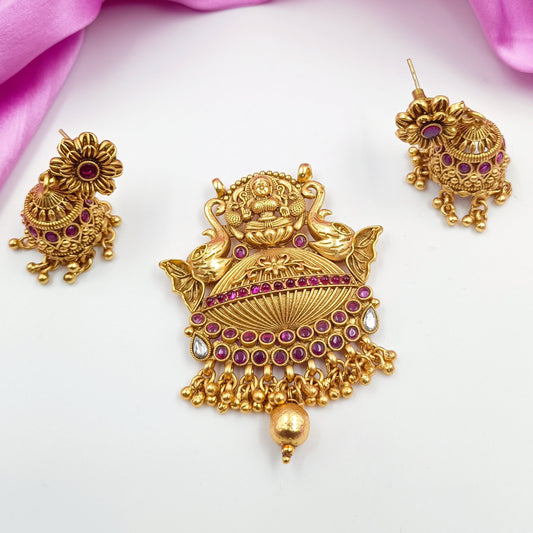 Lakshmi & Elephant Design Pendent Set Shree Radhe Pearls