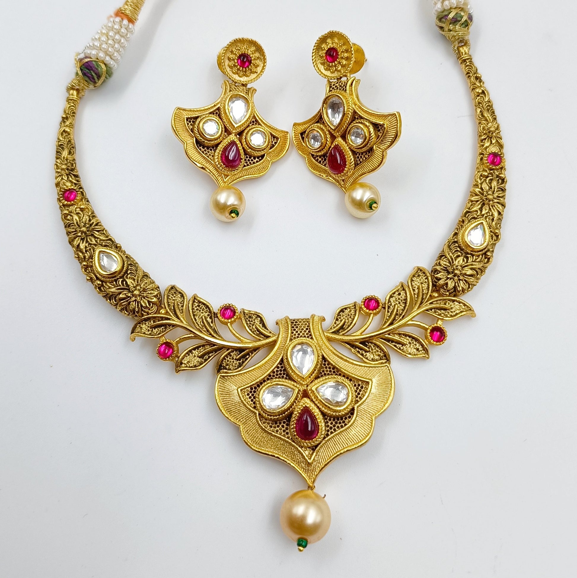 Leaf Designer Antique Finish Necklace Shree Radhe Pearls
