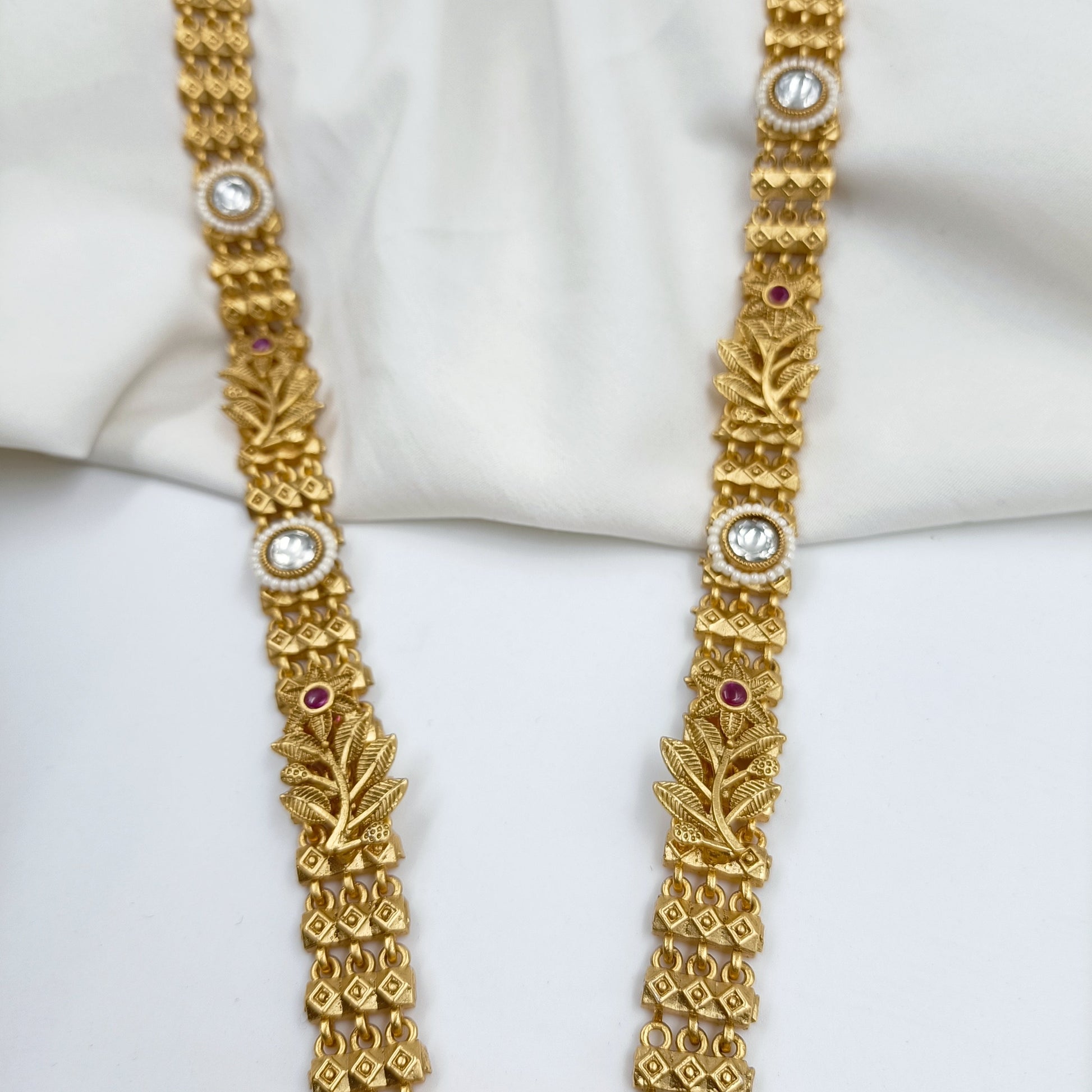 Long Rajwadi Stone & Mina Work Studded Necklace Set Shree Radhe Pearls