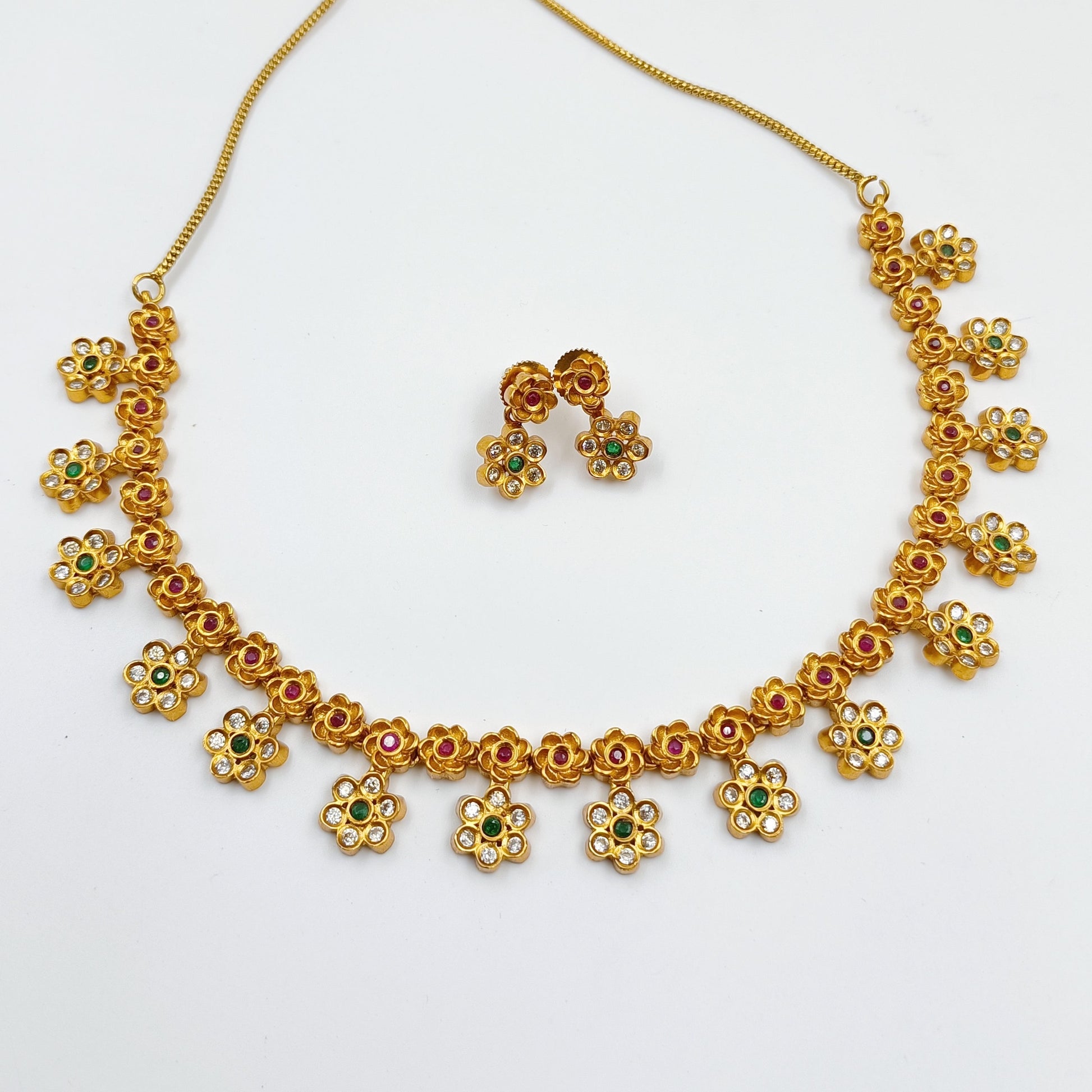 Matt Gold Blossom Necklace Shree Radhe Pearls