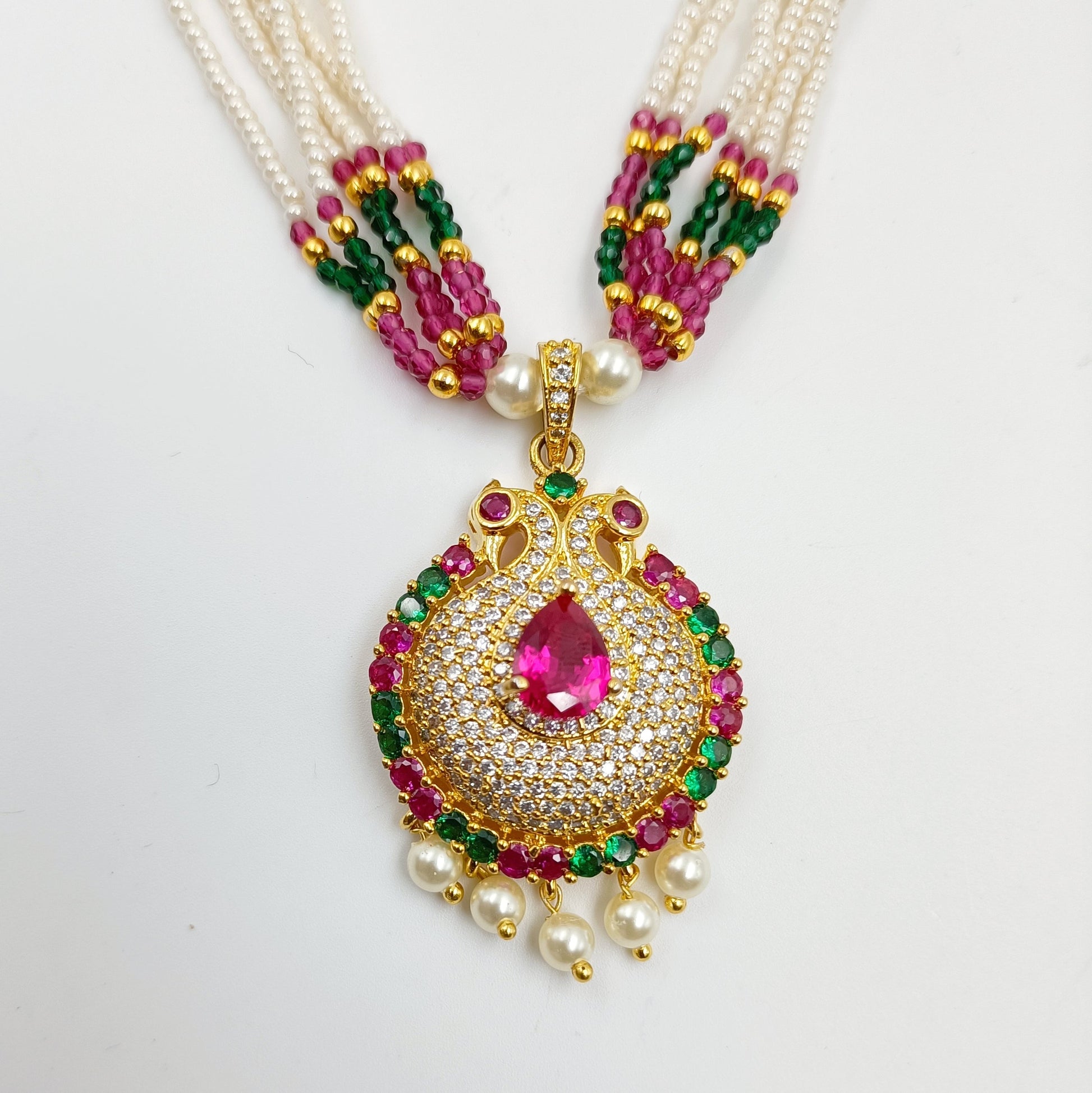 Multi Colour Peacock Designer Set Shree Radhe Pearls