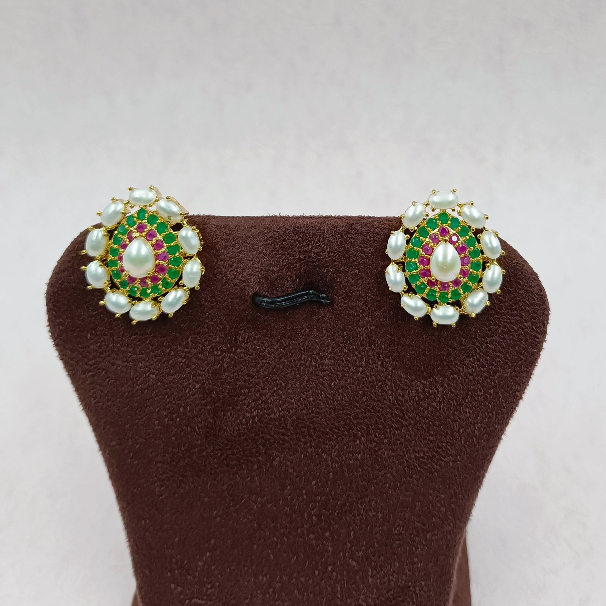 Multi Stone & Pearls Studded Pendant Set Shree Radhe Pearls