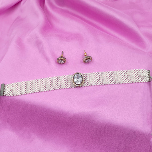 Oval Shape Designer Pendant Choker Set Shree Radhe Pearls