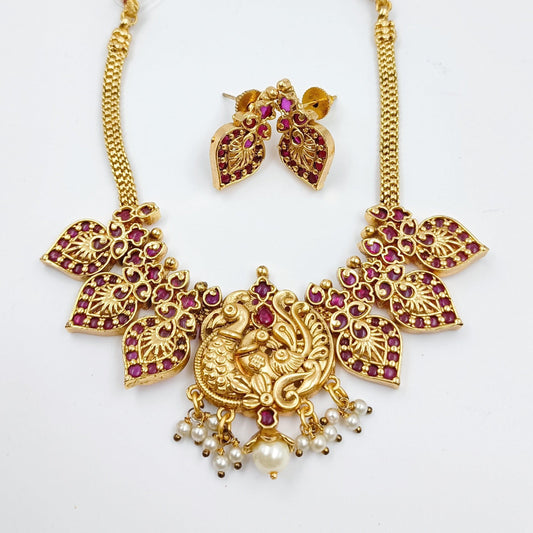 Peacock Designer Antique Necklace Shree Radhe Pearls