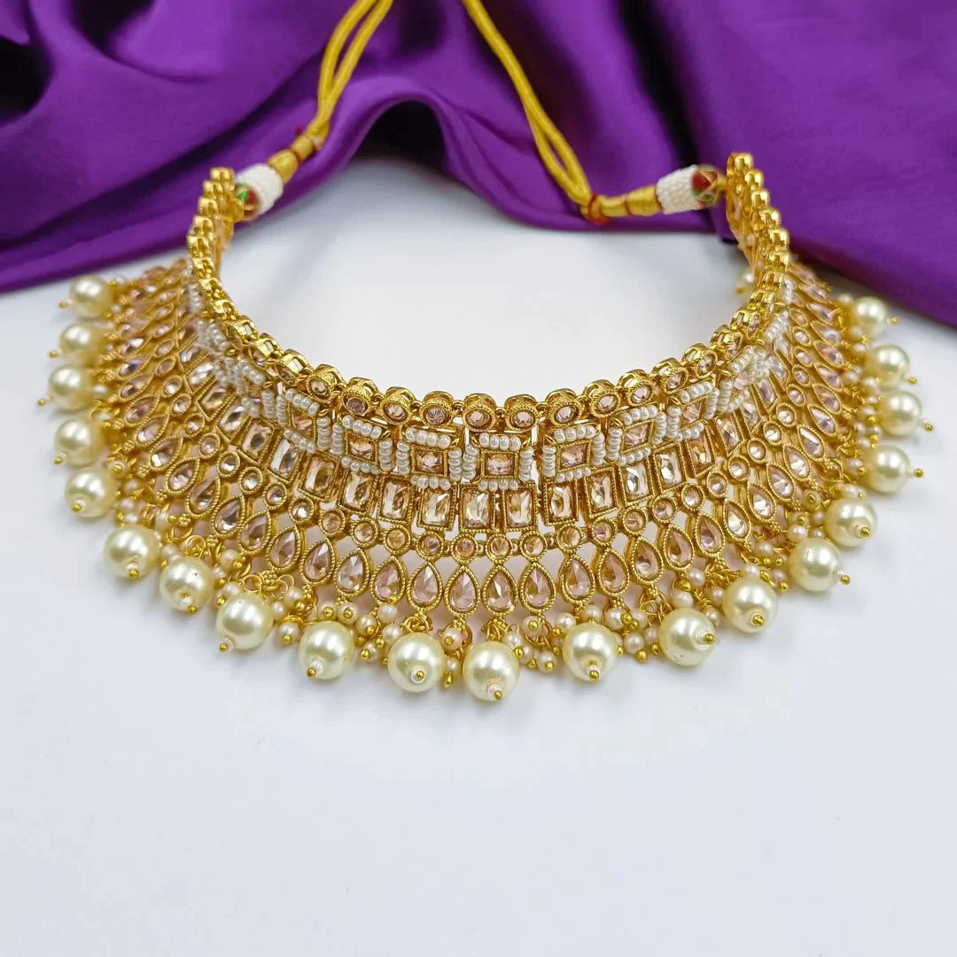 Polaki American Diamond Choker Set Shree Radhe Pearls